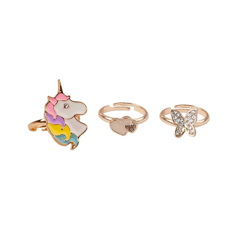 Unicorn and Butterfly Ring Set for kids, 3 Count