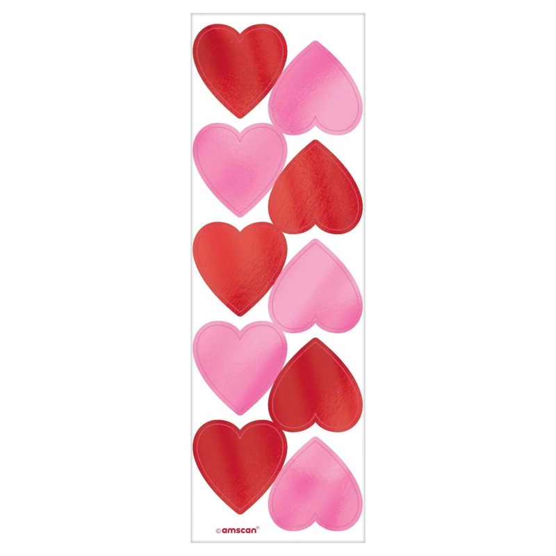 Valentine's Day Foil Heart Stickers, 6 Count