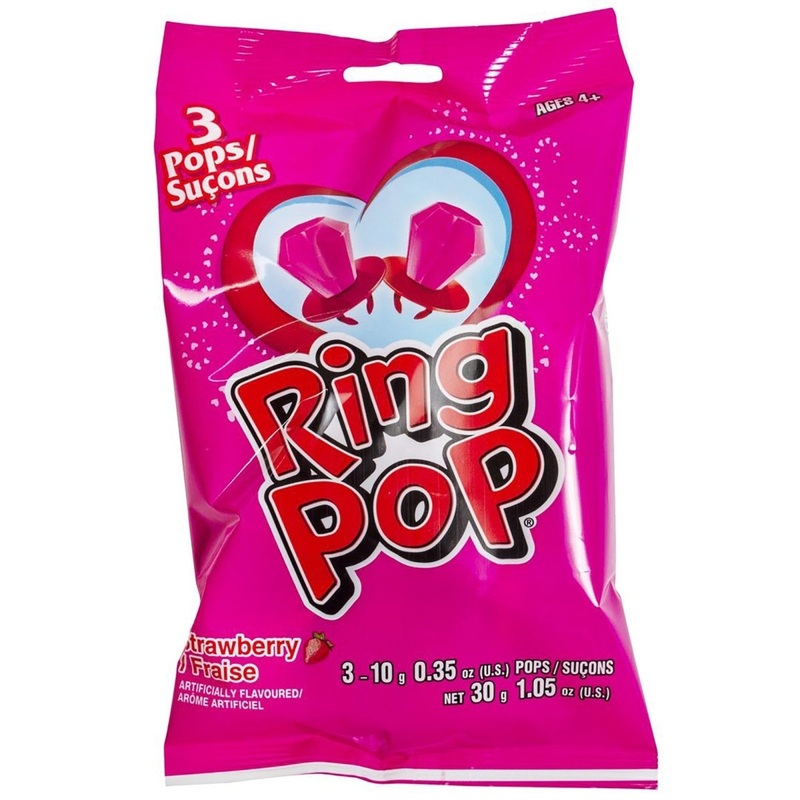 Valentine's Day Strawberry Ring Pops, 3 Count
