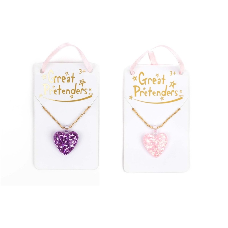 Boutique Glitter Heart Necklace for kids, assortment, 1 Count