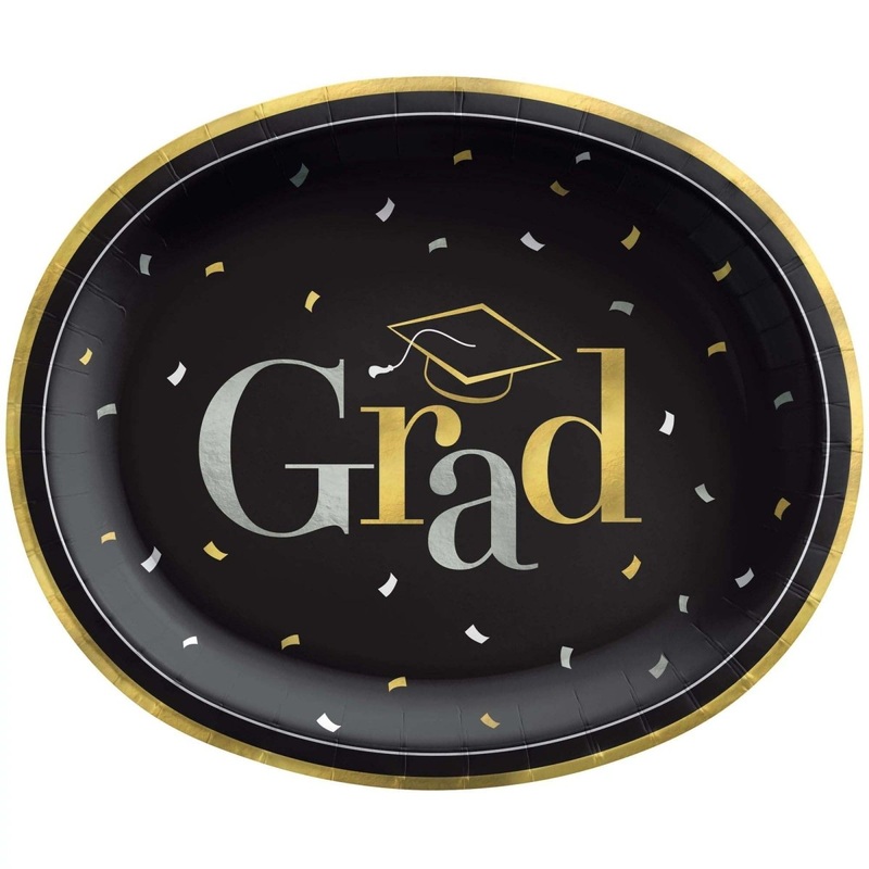 Class Dismissed Large Oval Lunch Paper Plates, 12 Inches, 20 Count