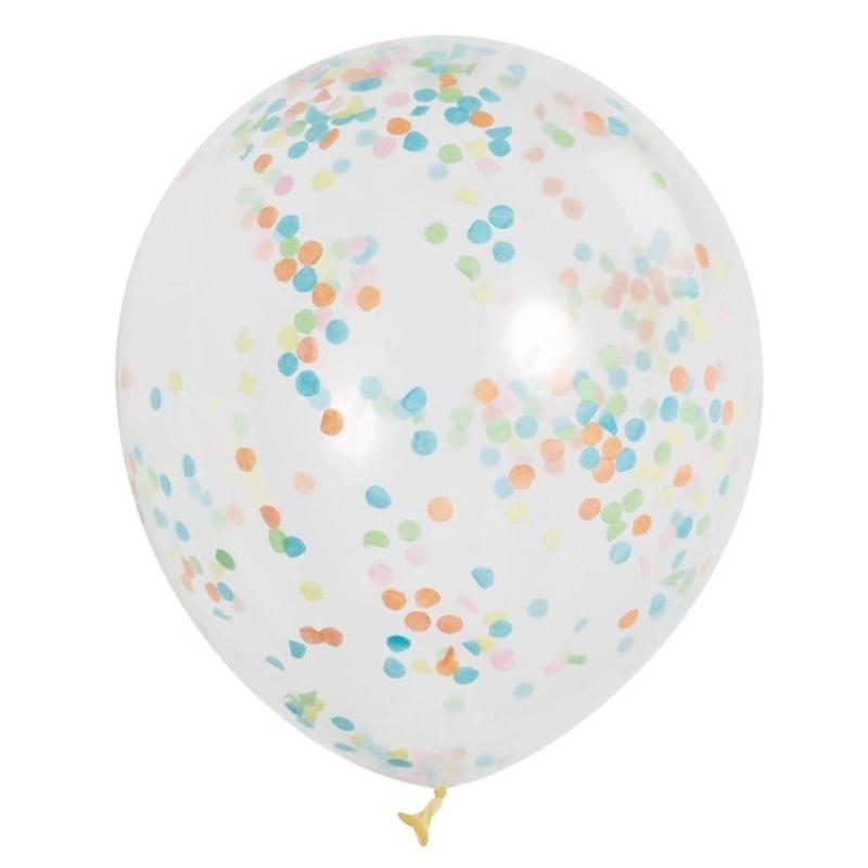 Clear Latex Balloons with Confetti, 12 Inches, 6 Count