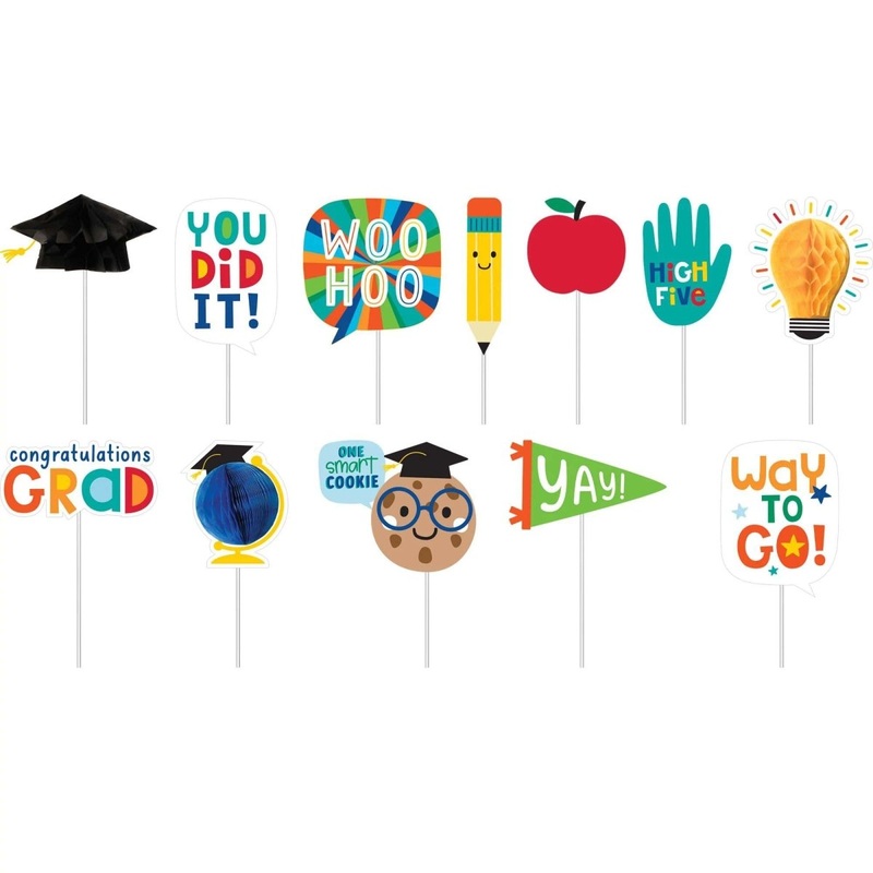 Graduation Fun Honeycomb Photo Props, 12 Count