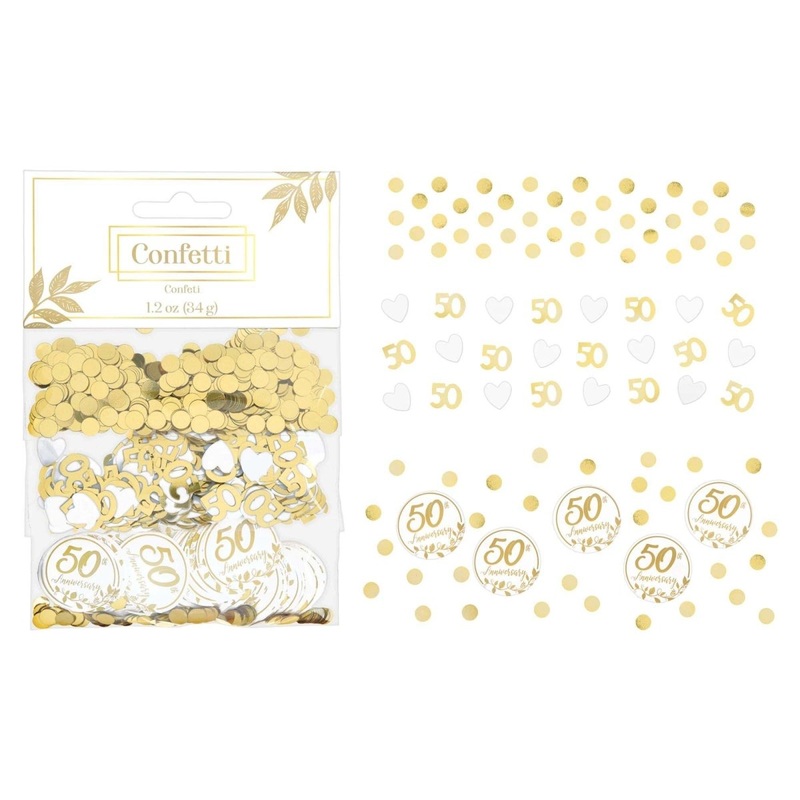 Happy 50th Anniversary Gold Paper Foil Confetti, 1.2 Oz, 1 Count