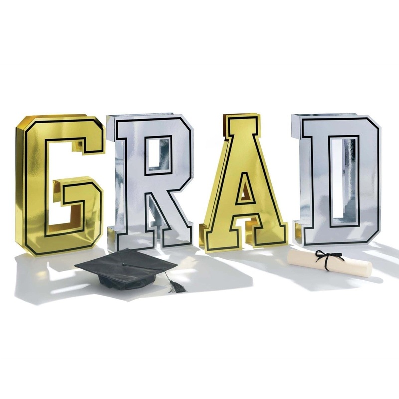 Oversized G-R-A-D Foil Centerpiece, 1 Count