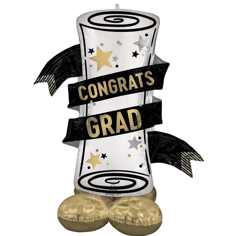 Satin Grad Diploma Airloonz Standing Air-Filled Foil Balloon, 55 Inches, 1 Count