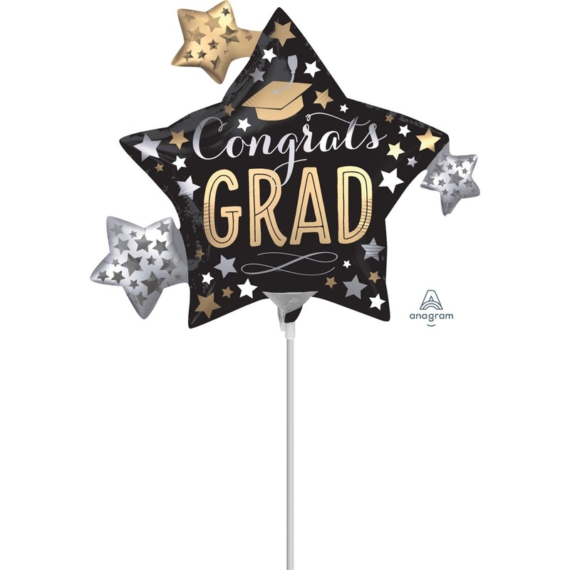 Satin Grad Stars Air-Filled Balloon, 12 Inches, 1 Count