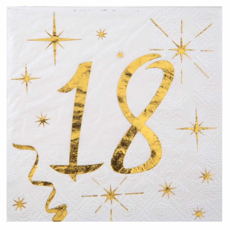 Starry Golden Age 18th Birthday Small Beverage Napkins, 20 Count