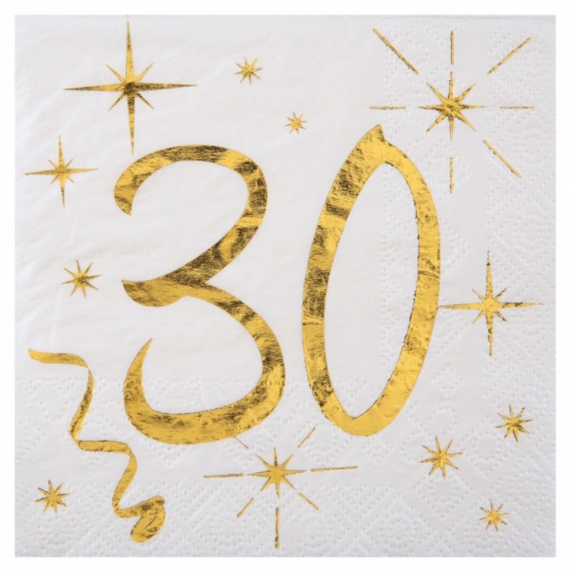 Starry Golden Age 30th Birthday Small Beverage Napkins, 20 Count