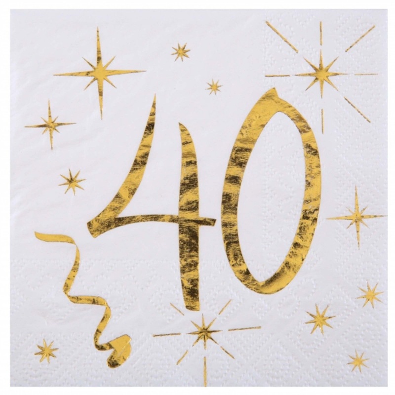 Starry Golden Age 40th Birthday Small Beverage Napkins, 20 Count