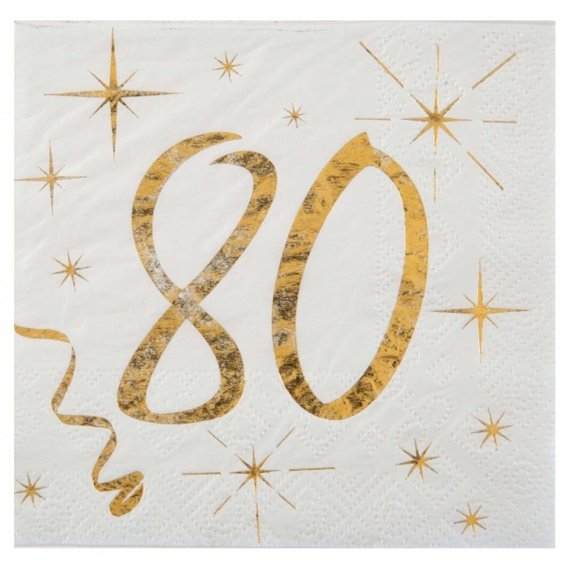 Starry Golden Age 80th Birthday Small Beverage Napkins, 20 Count