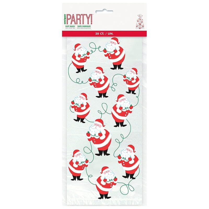 Twinkle Santa Cello Bags, 20 Count