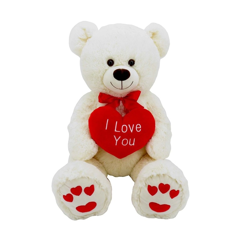 Valentine's Day Giant Teddy Bear Plush, Cream, 36 Inches, 1 Count