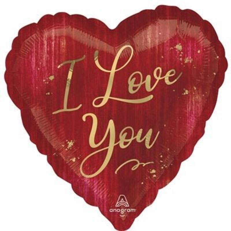 Valentine's Day "I Love You" Heart Shaped Foil Balloon, Red and Gold, 18 Inches, 1 Count