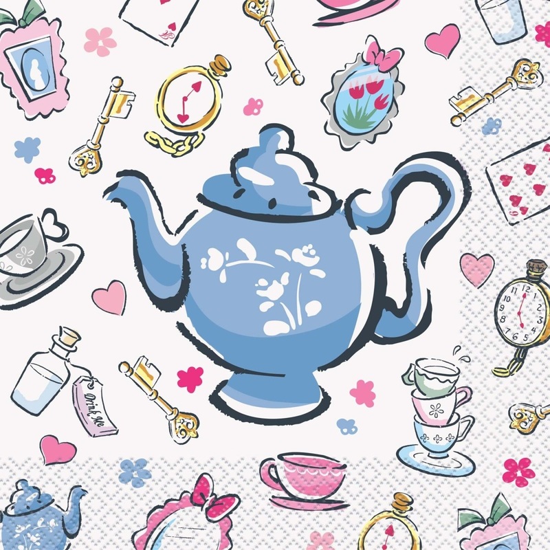 Alice in Wonderland Birthday Large Lunch Napkins, 16 Count