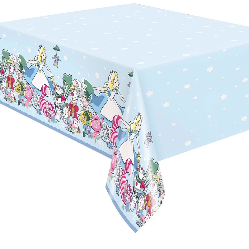 Alice in Wonderland Birthday Rectangular Plastic Table Cover, 54 x 84 Inches, 1 Count