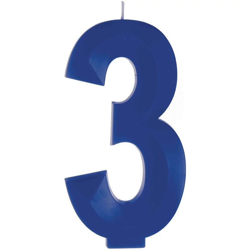 Blue Number 3 Birthday Facet Candle, 1 Count