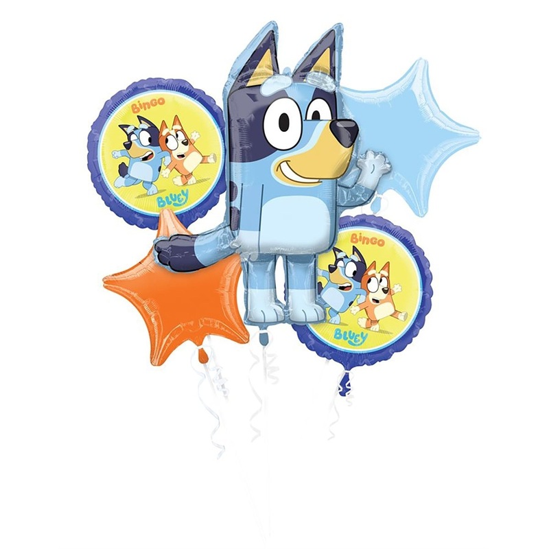 Bluey Foil Balloon Bouquet, Helium Inflation not Included, 5 Count