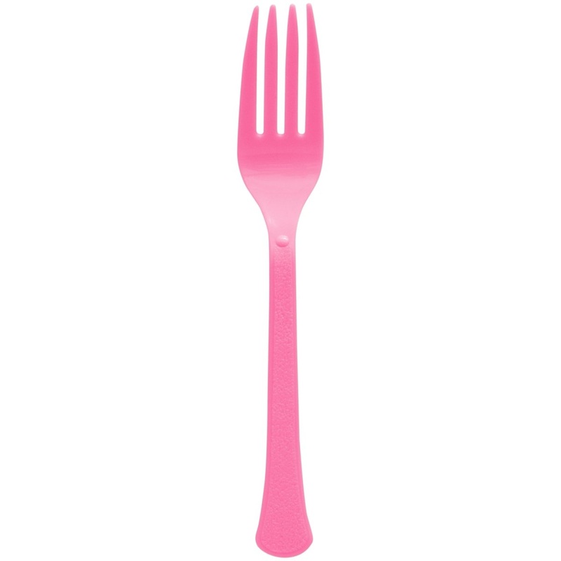 Bright Pink Plastic Forks, 20 Count