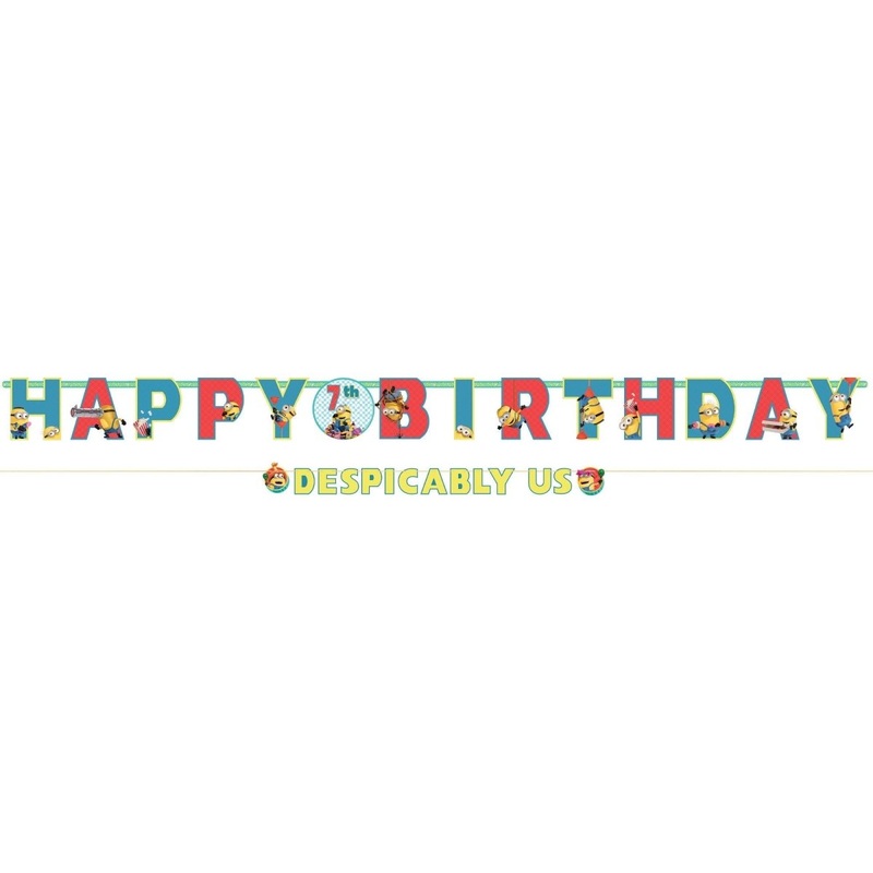 Despicable Me 4 Jumbo Add-an-Age Happy Birthday Letter Paper Banner Kit, 126 Inches, 2 Count
