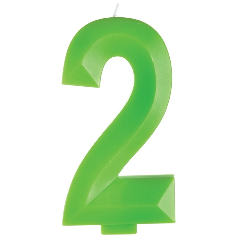 Green Number 2 Birthday Facet Candle, 1 Count