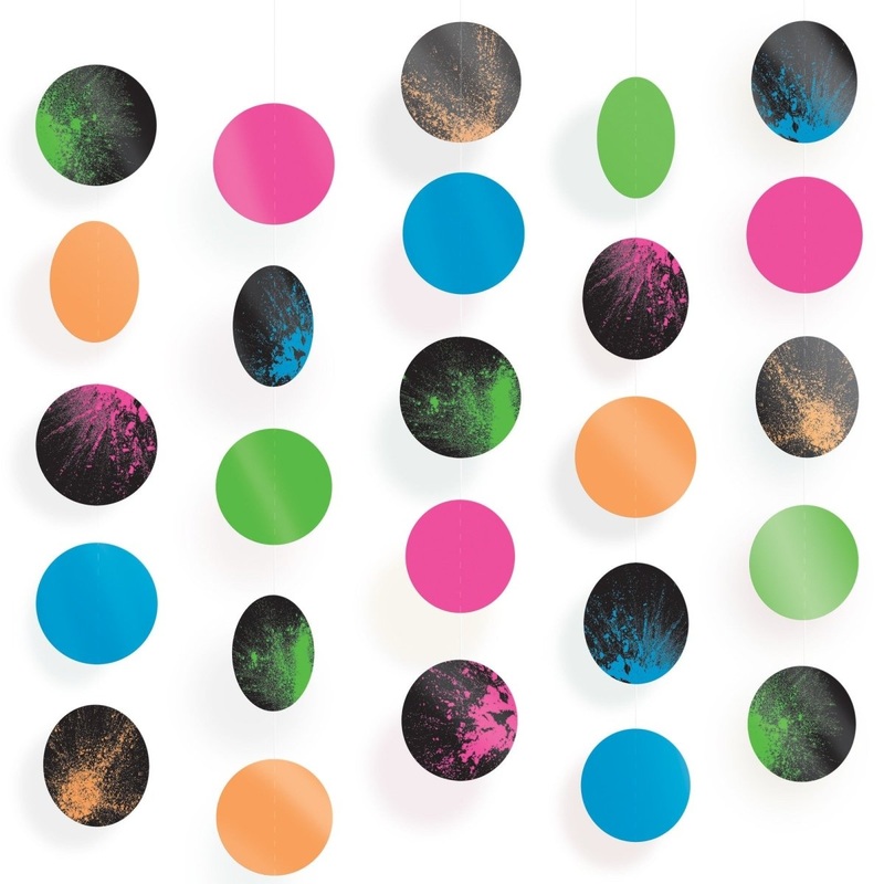 Let's Glow Crazy Neon Circle Hanging Decorations, 5 Count
