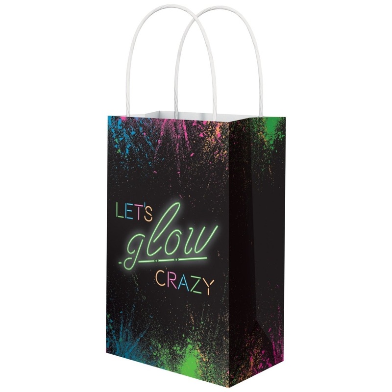 Let's Glow Crazy Printed Kraft Treat Paper Bags, 8 1/4 x 5 1/4 x 3 Inches, 8 Count