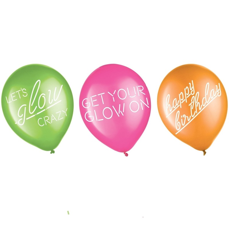 Let's Glow Crazy Printed Latex Balloons, Pink, Green and Orange, 12 Inches, 6 Count