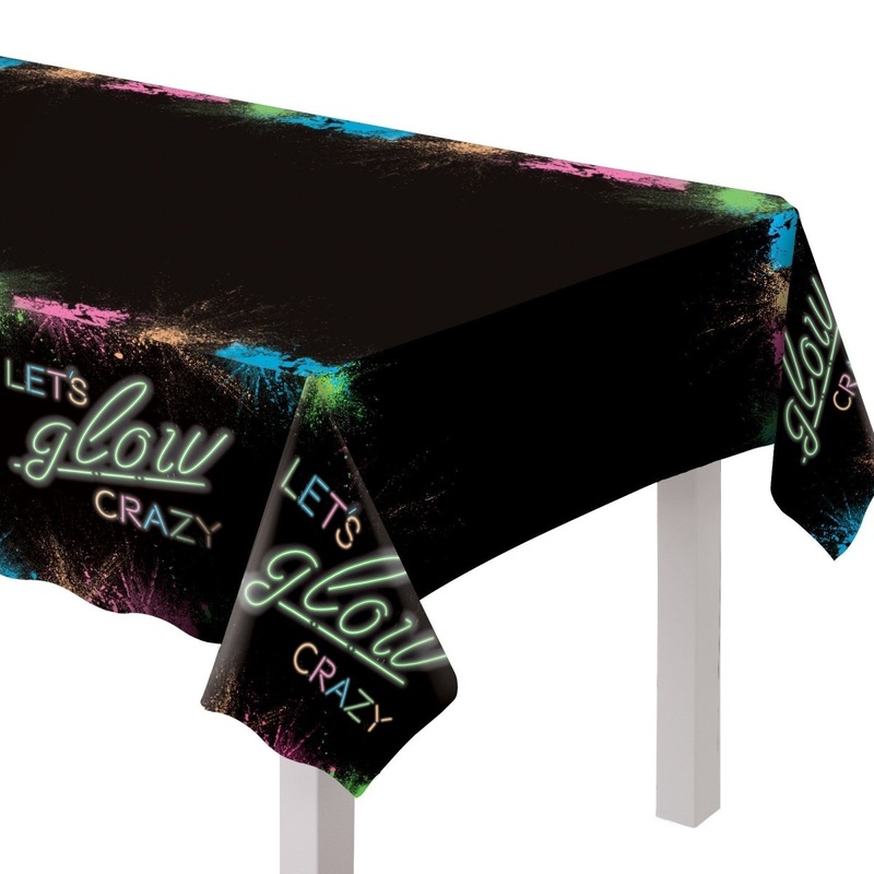 Let's Glow Crazy Rectangular Plastic Table Cover, 1 Count