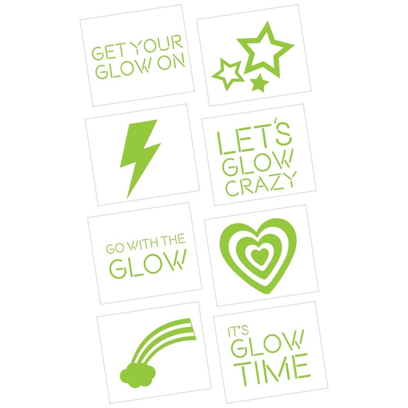 Let's Glow Crazy Temporary Tattoo Favors, 8 Count