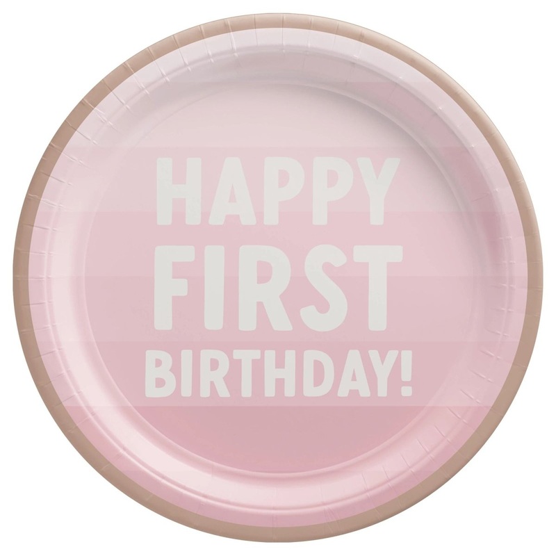 Little Miss Birthday Small Round Dessert Paper Plates, 7 Inches, 8 Count