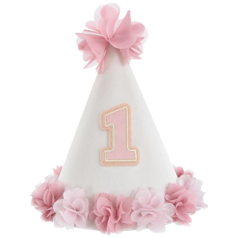 Little Miss Cone Hat with Chiffon Flowers, 1 Count