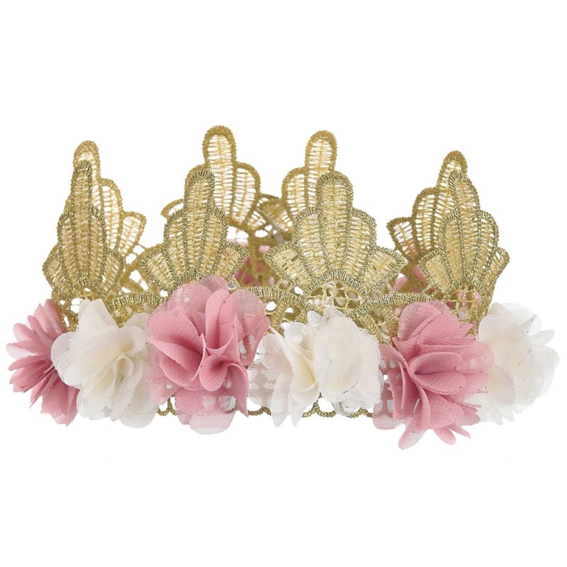Little Miss Lace Crown with Flowers, 1 Count