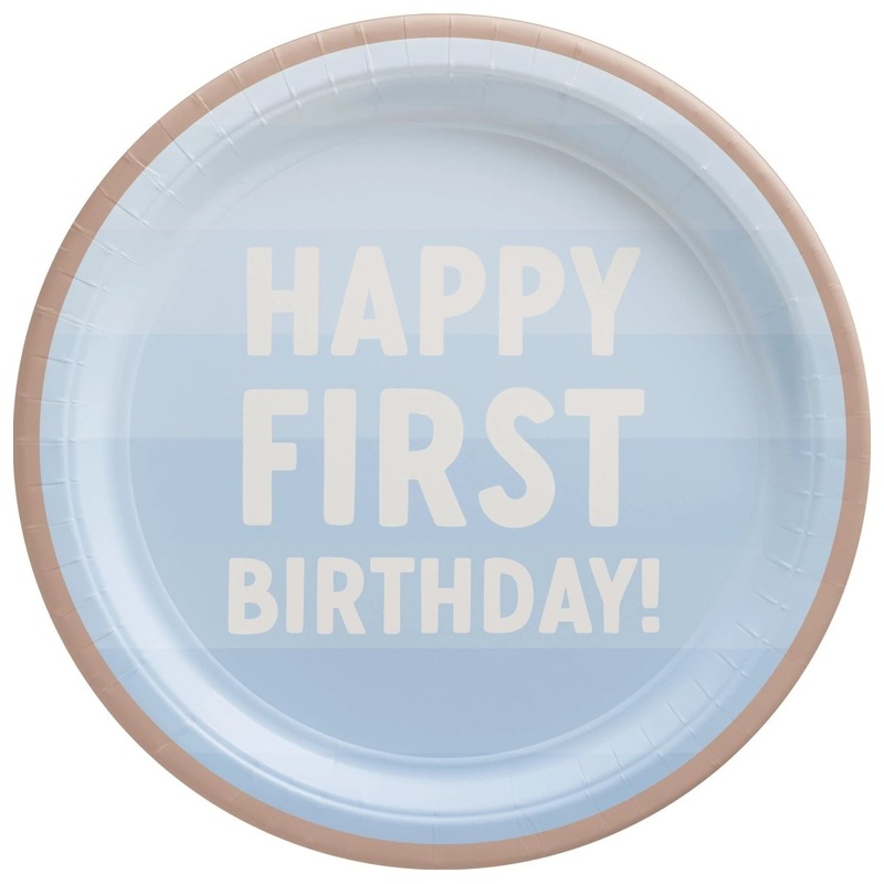 Little Mister Birthday Small Round Dessert Paper Plates, 7 Inches, 8 Count