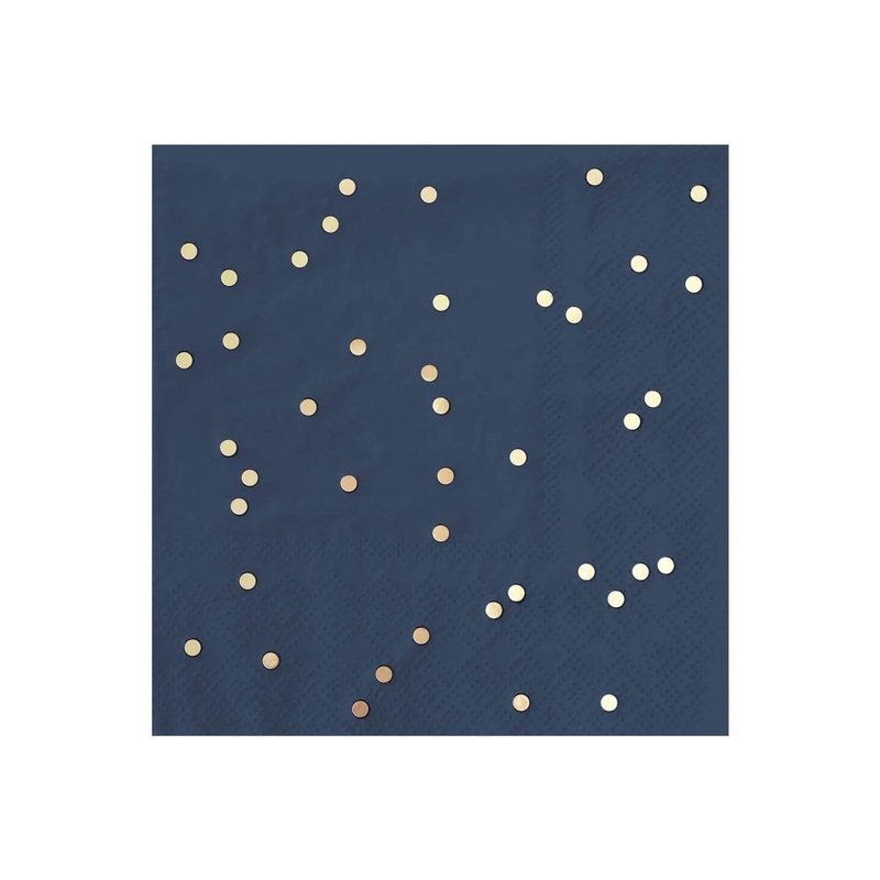 Navy Blue Small Beverage Napkins with Gold Confetti, 16 Count