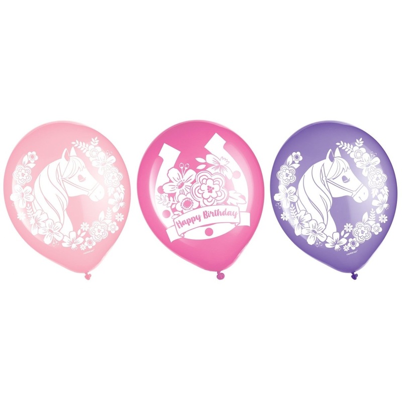 Saddle Up Printed Latex Balloons, Pink and Purple, 12 Inches, 6 Count