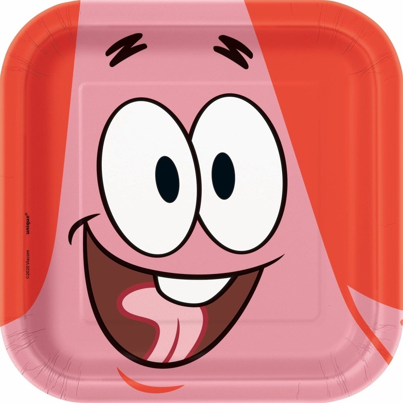 SpongeBob SquarePants  Small Square Dessert Paper Plates, 7 Inches, 8 Count