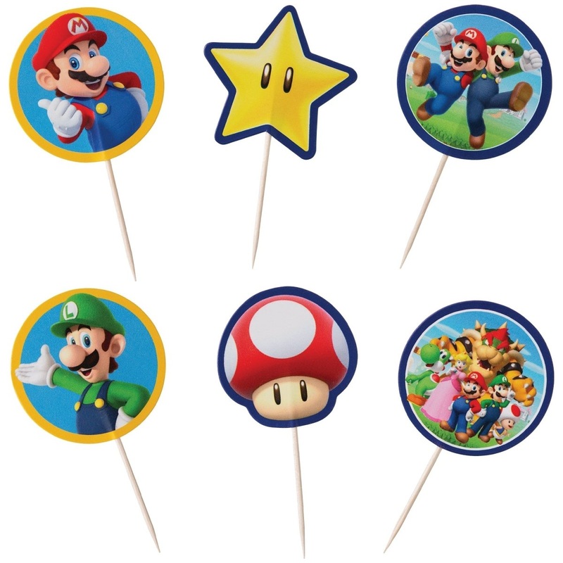 Super Mario Bros. Birthday Cupcake Picks, 24 Count