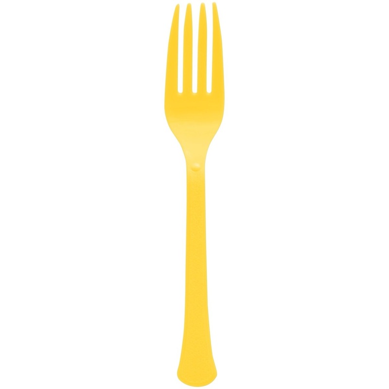Yellow Sunshine Plastic Forks, 20 Count