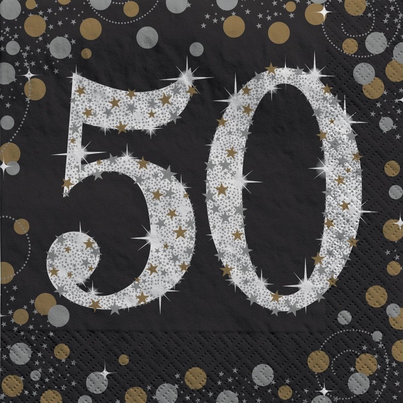 50th Sparkling Celeb Large Lunch Napkins, 16 Count
