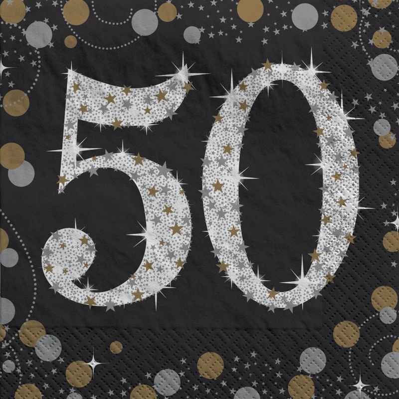 50th Sparkling Celeb Small Beverage Napkins, 16 Count