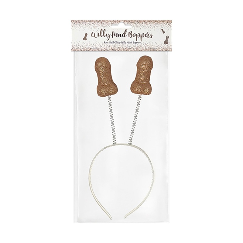 Bachelotette Party Rose Gold Willy Head Boppers, 1 Count