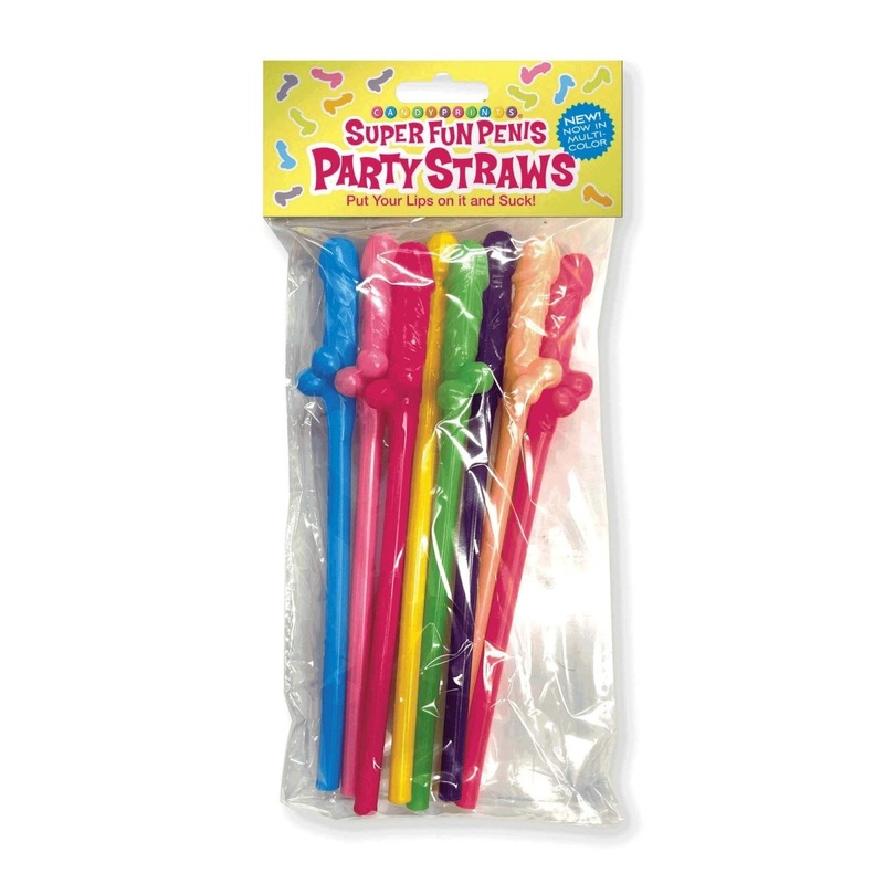 Bachelotette Party Super Fun Penis Straws, Multicolor, 8 Count