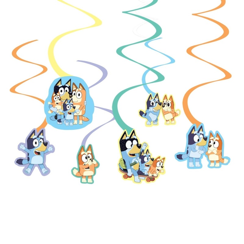 Bluey Birthday Spiral Decoration Kit with Cutouts, 12 Count