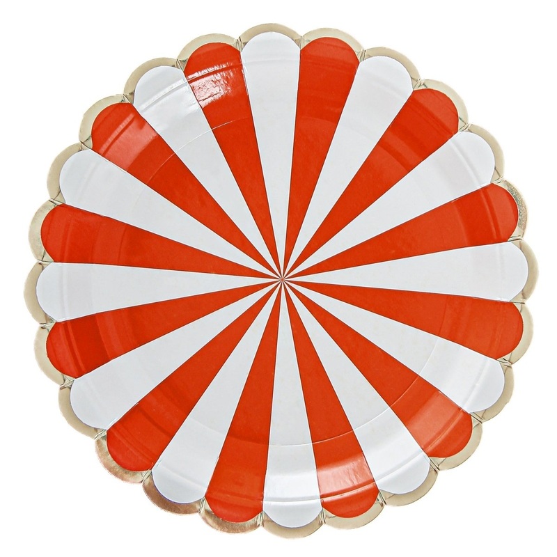 Carnival Large Lunch Paper Plates, Red, 9 Inches, 8 Count