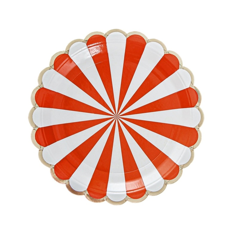 Carnival Small Dessert Paper Plates, Red, 7 Inches, 8 Count