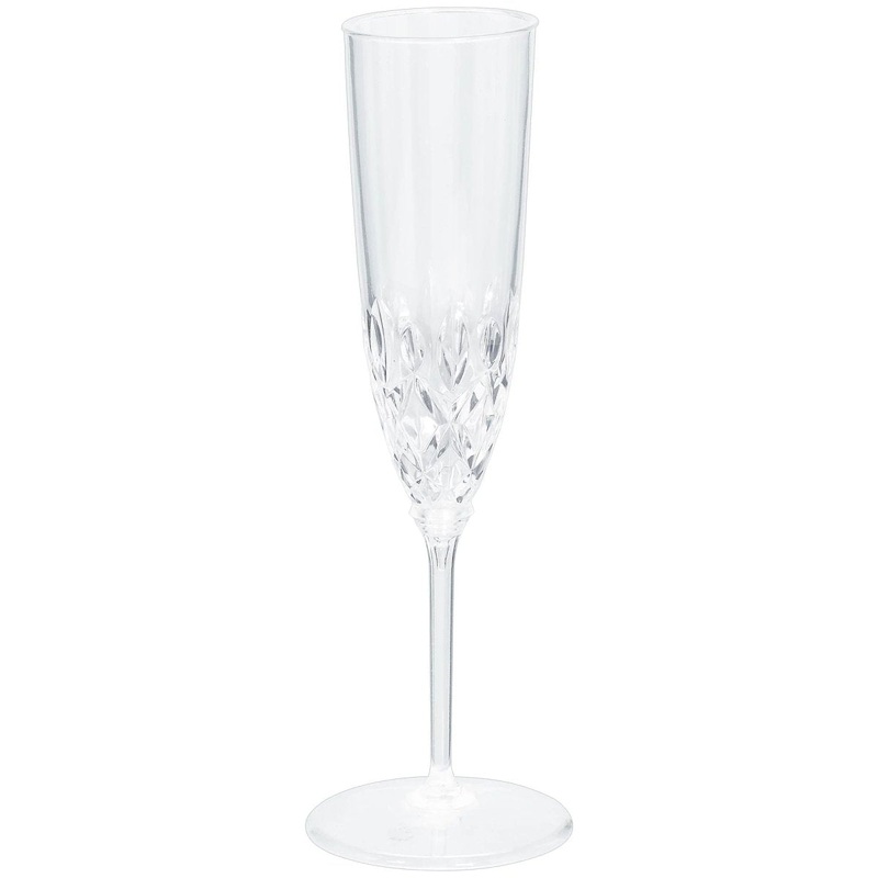 Clear Premium Crystal Look PET Plastic Champagne Flute, 20 Count