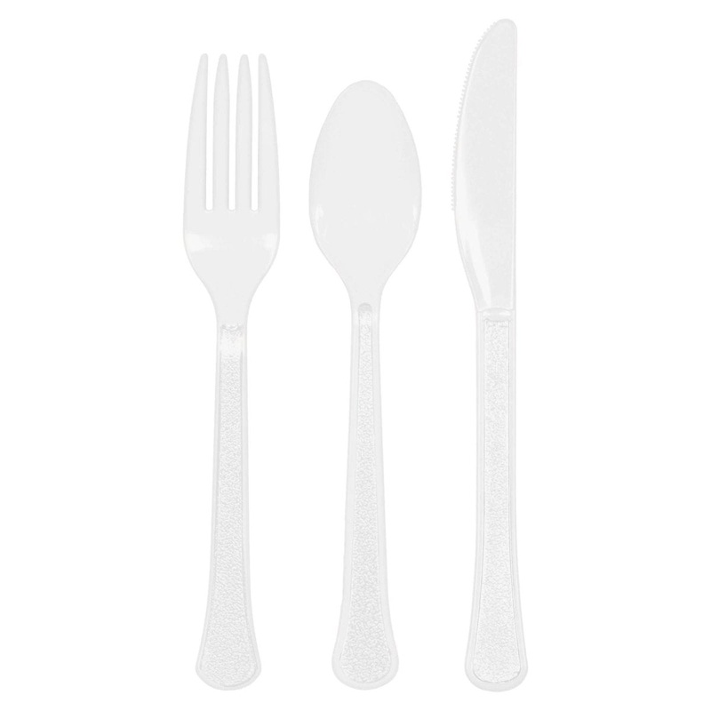Frosty White Plastic Assorted Cutlery, 80 Count