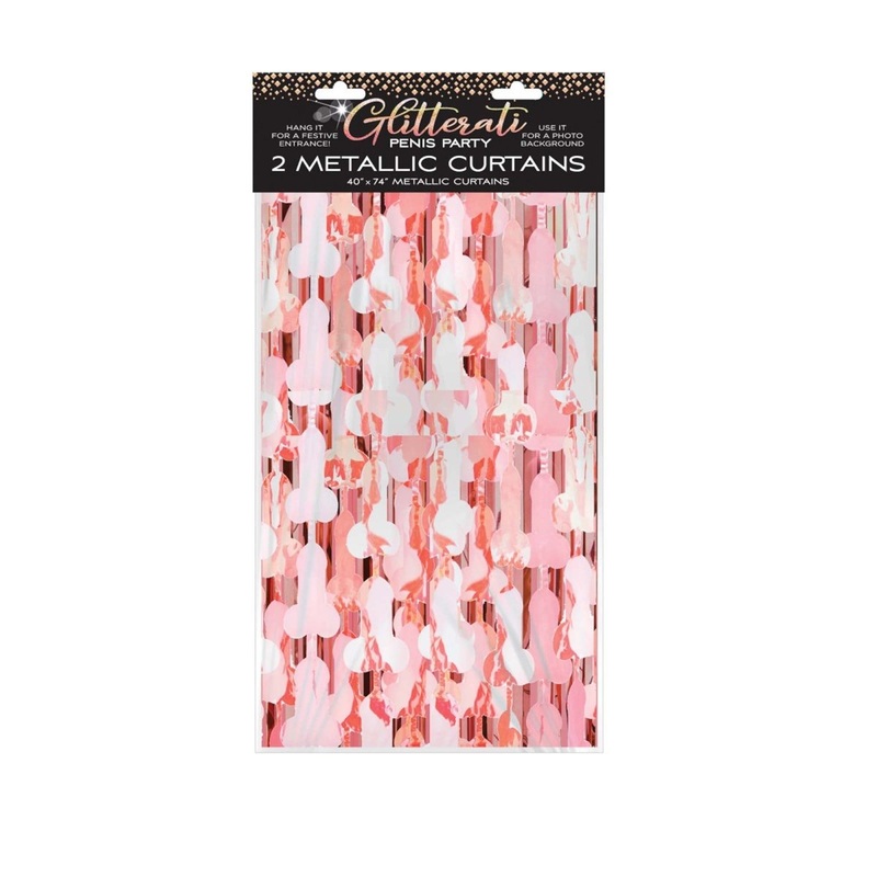 Glitterati Bachelotette Party Foil Curtains, 40 x 74 Inches, 2 Count