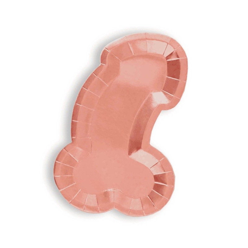 Glitterati Bachelotette Party Penis Shaped Metallic Plates, 8 Count